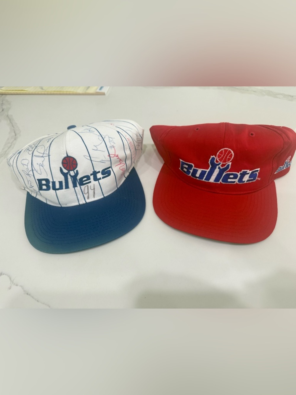 Washington Bullets Vintage Snapback Hats - Red & White/Blue
